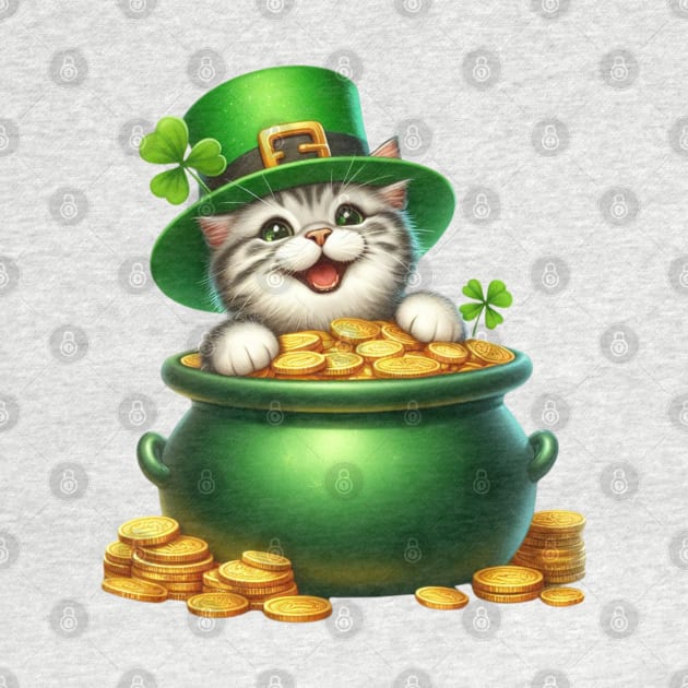 St Patricks Day American Shorthair Cat by Chromatic Fusion Studio